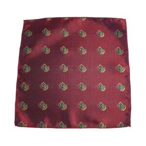 Pocket Square Silk Maroon Green Crest Formal Accessory Suit Wedding Prom Gift